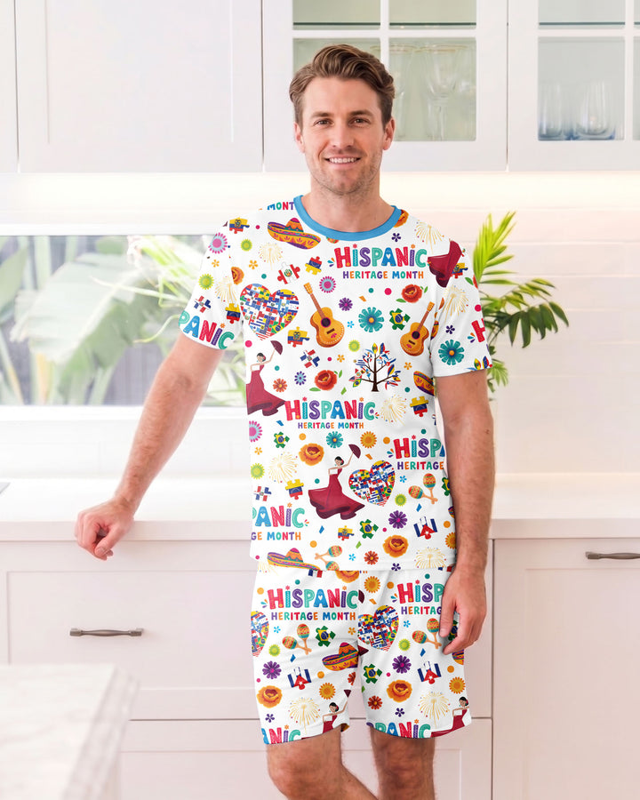 Fiesta Hispanic Heritage Month Bamboo Men Short Sleeve Short Pajama Set