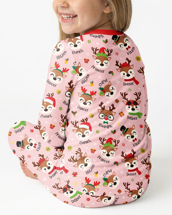 Christmas Reindeer Squad Bamboo Two Piece Long Sleeve Pajama Set
