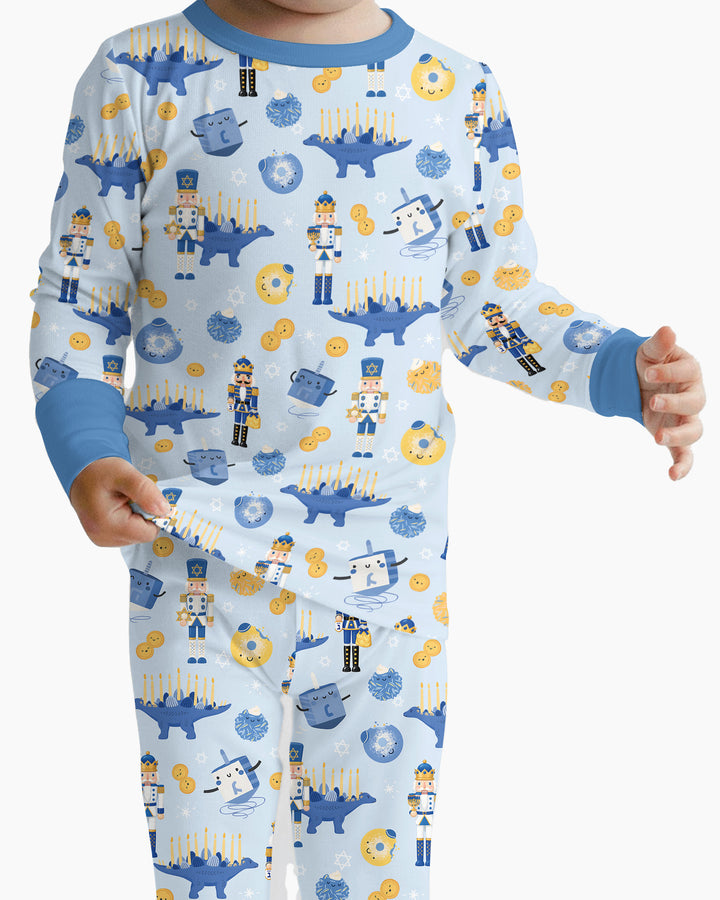Hanukkah Nutcracker King Family Matching Bamboo Two Piece Long Sleeve Pajama Set