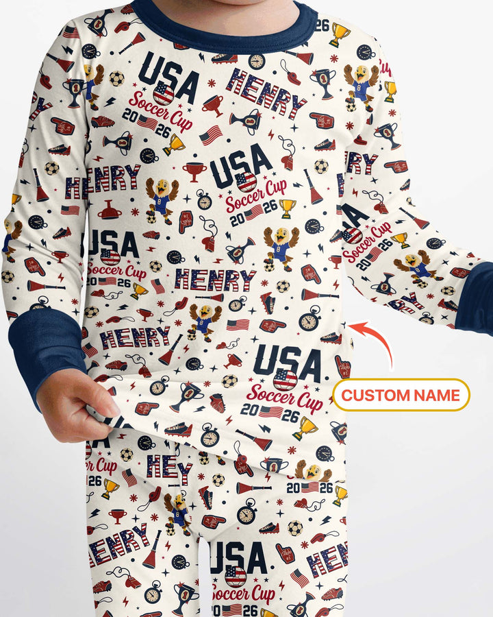 My First Soccer Cup 2026 Bamboo Two Piece Long Sleeve Pajama Set