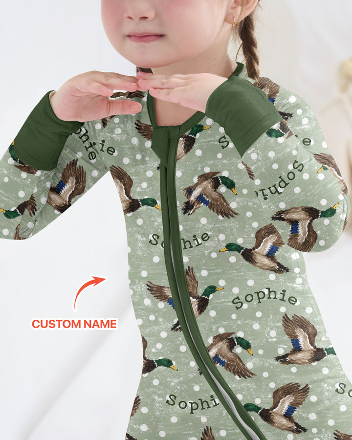 Custom Name Flying Mallard Duck Bamboo Convertible Zippy