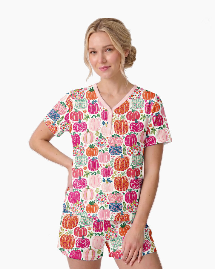 Pumpkin & Bloom Bamboo Women Short Sleeve Short Pajama Set