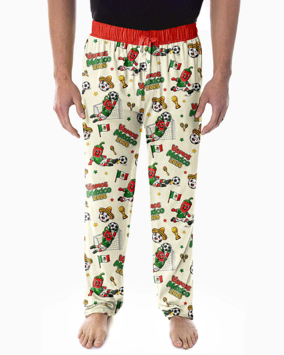 Cartoon World Soccer Vamos Mexico Family Matching Bamboo Men's Pajama Set