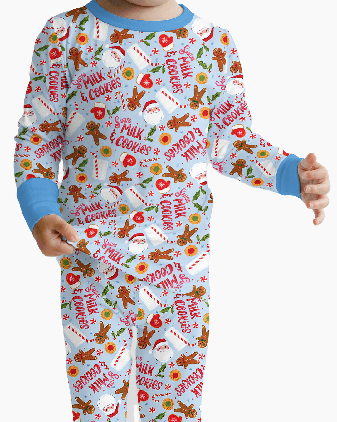 Santas, Milk and Cookies Bamboo Two Piece Long Sleeve Pajama Set
