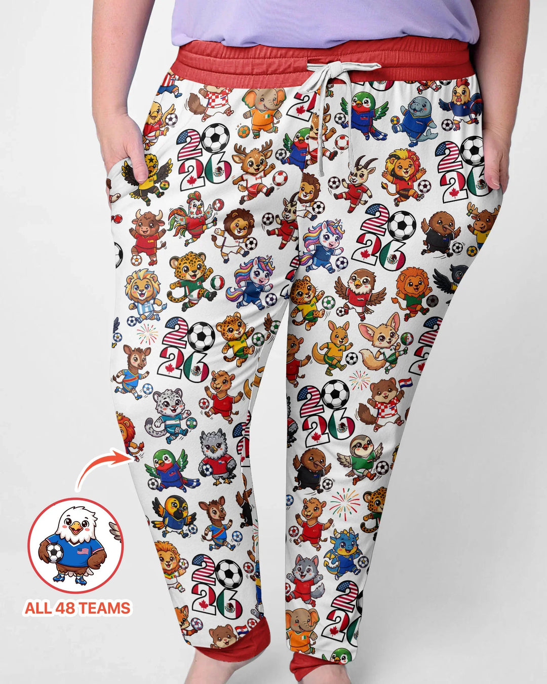 Kawaii Animals Soccer Tour 2026 Family Matching Bamboo Women Pajama Set
