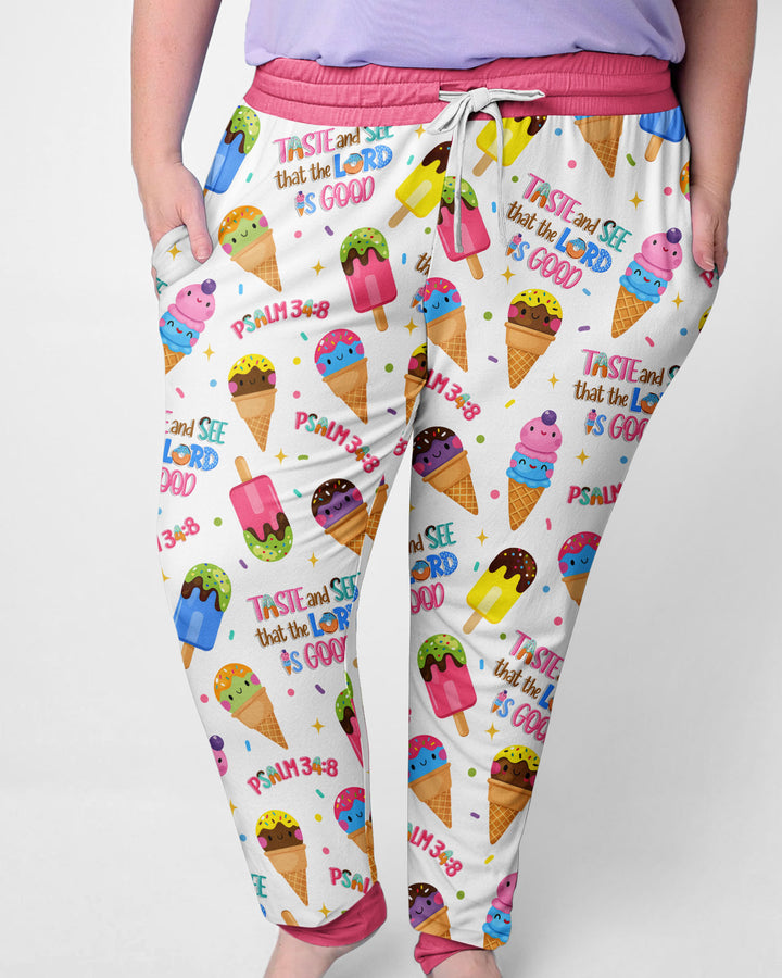 Jesus Summer Ice Cream Taste and See That The Lord Is Good Bamboo Women Pajama Set