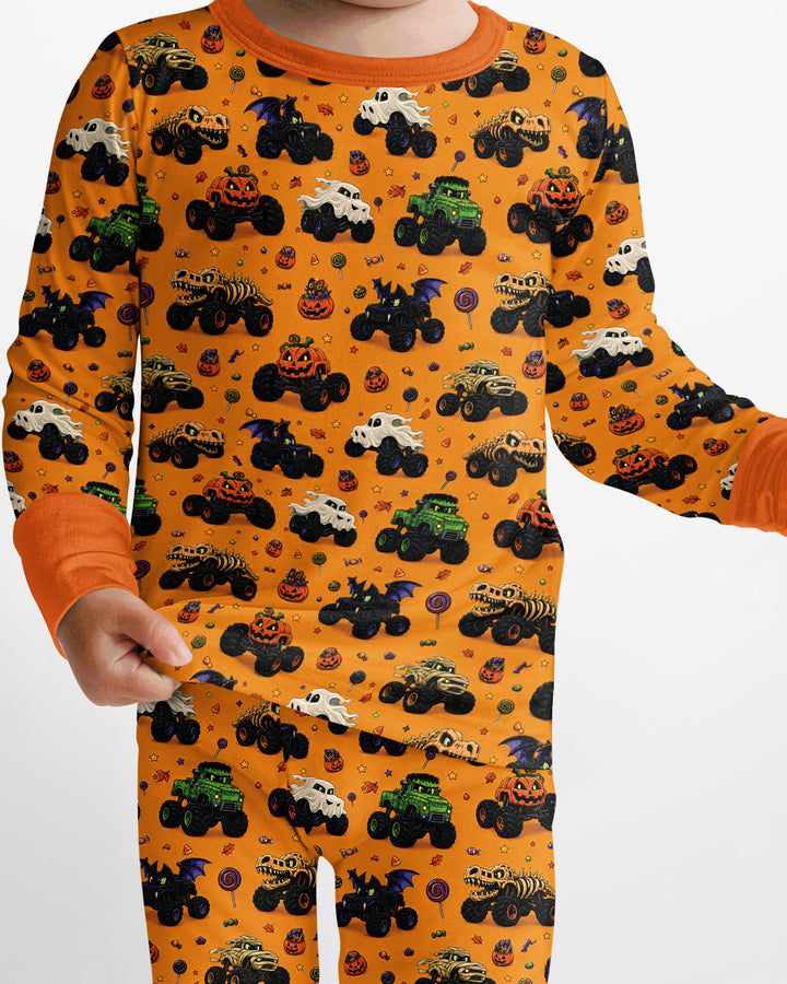 Spooky Monster Truck Bamboo Two Piece Long Sleeve Pajama Set