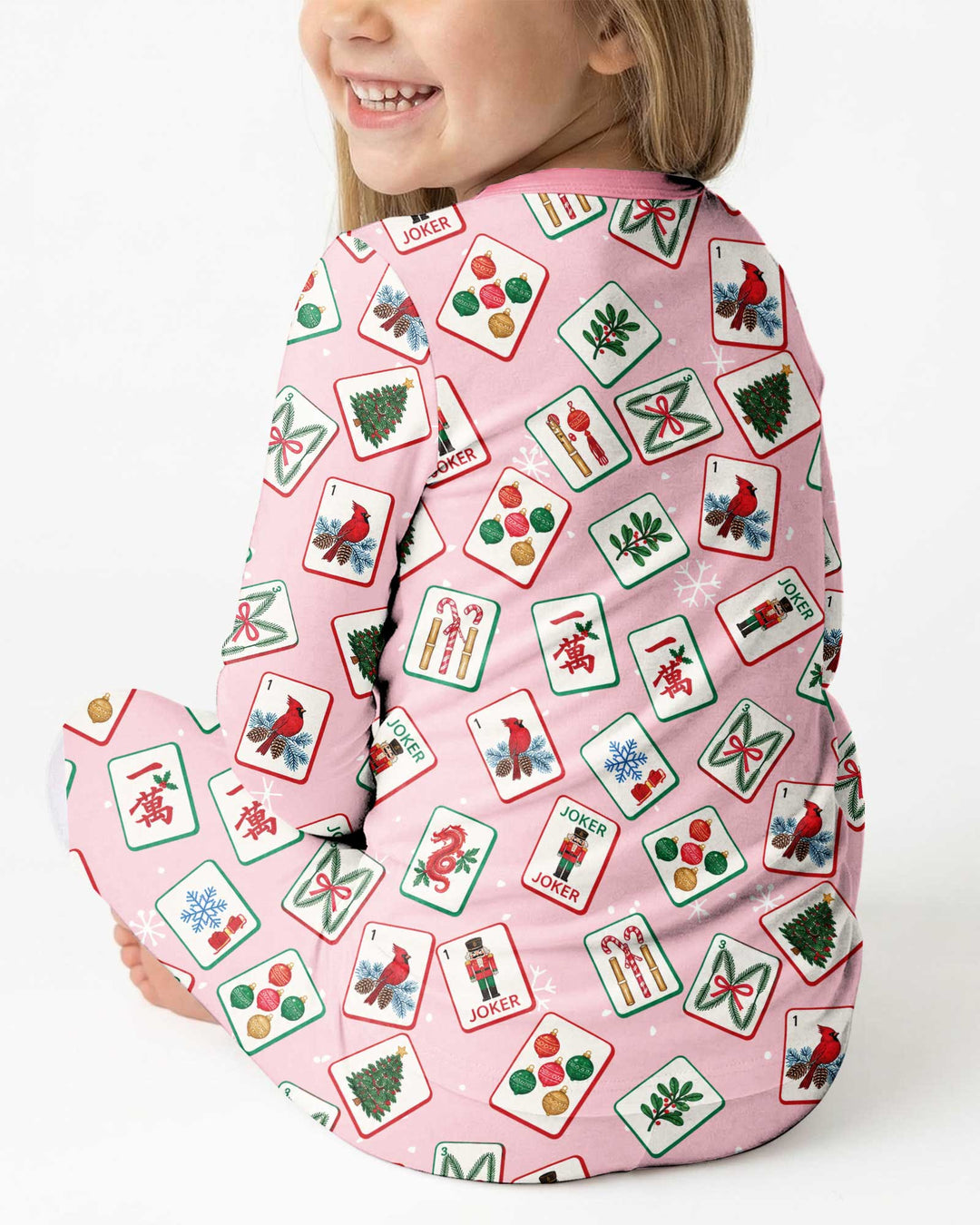 Christmas Mahjong  Bamboo Two Piece Long Sleeve Pajama Set
