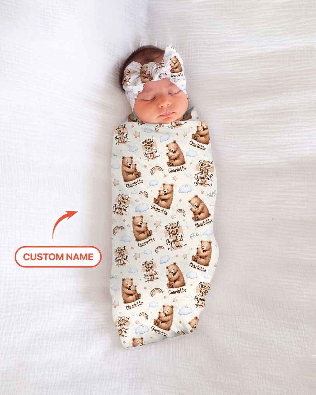 Custom Name Blessed By God Spoiled By Grandma Swaddle Blanket