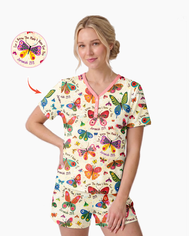 For I Know The Plans I Have For You Bamboo Women Short Sleeve Short Pajama Set