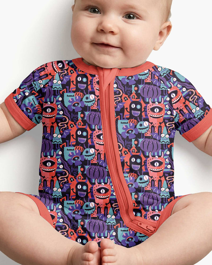 Halloween Multi Eyed Monsters Bamboo Shorty Zippy