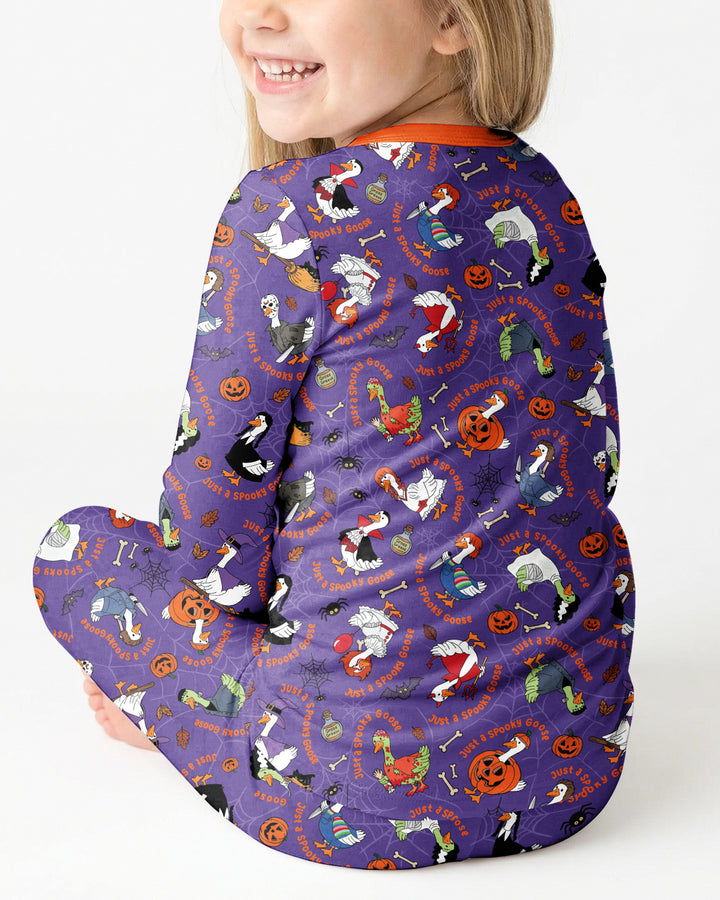 Just A Spooky Goose Family Matching Bamboo Two Piece Long Sleeve Pajama Set
