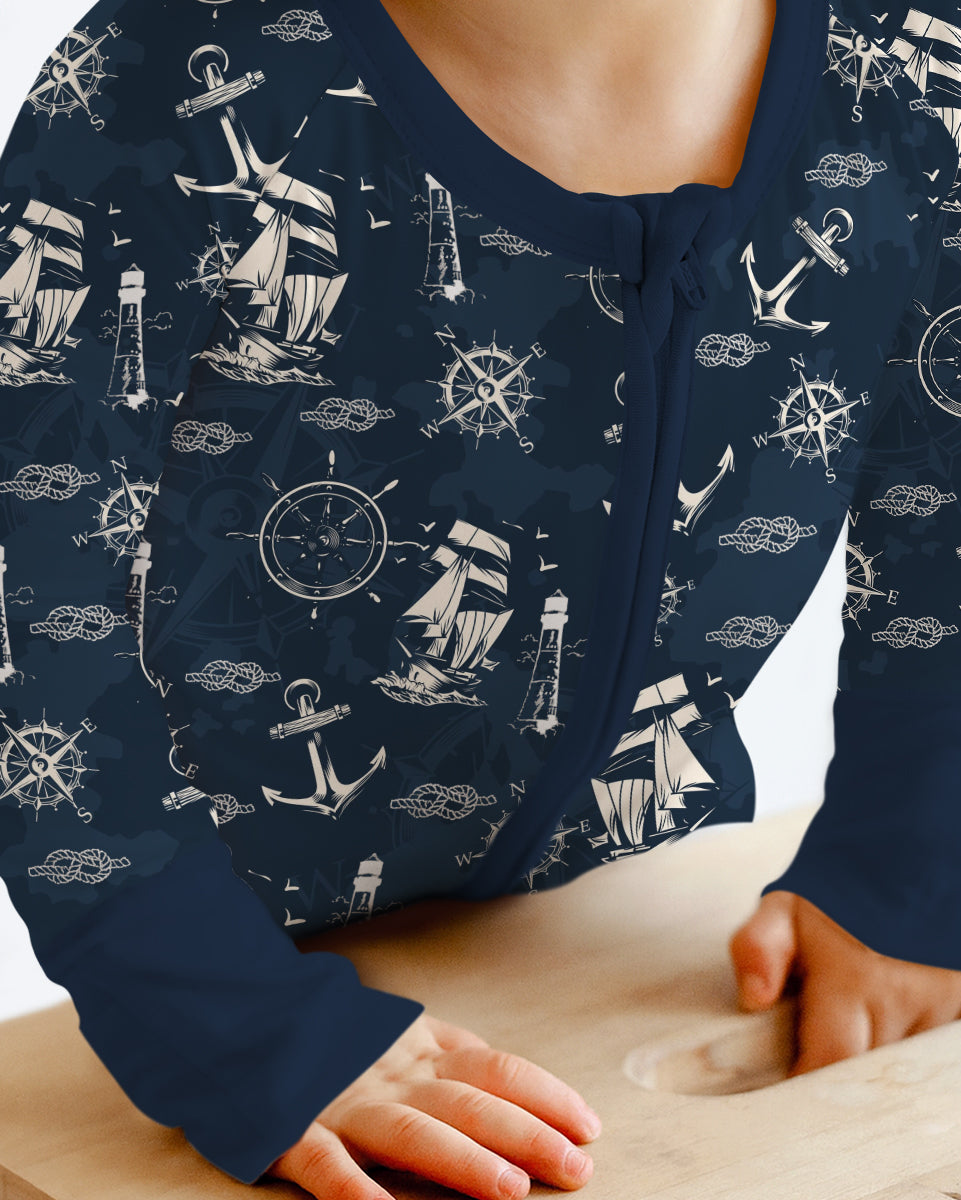 Vintage Nautical Voyage Bamboo Convertible Zippy