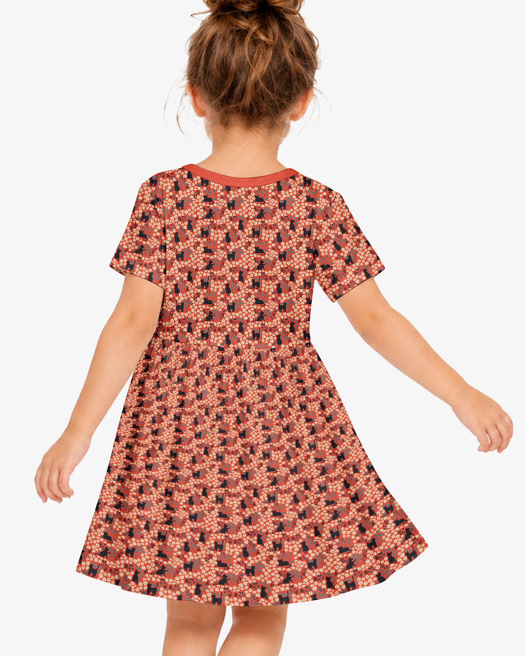 Black Cat Ditsy Bamboo Twirl Dress