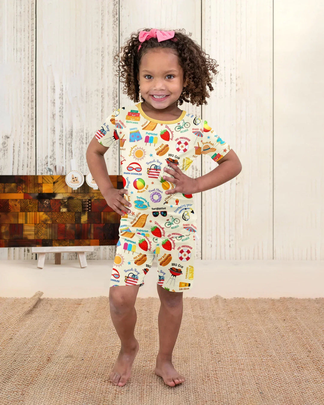 Love Summer Bamboo Two Piece Short Sleeve Shorts Pajama Set
