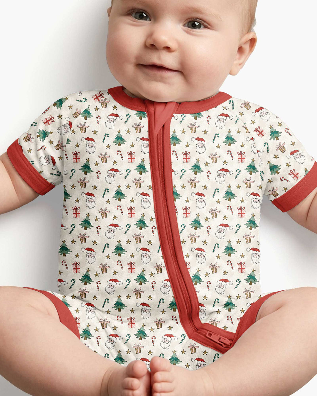 Vintage Santa Christmas Doodles Bamboo Shorty Zippy