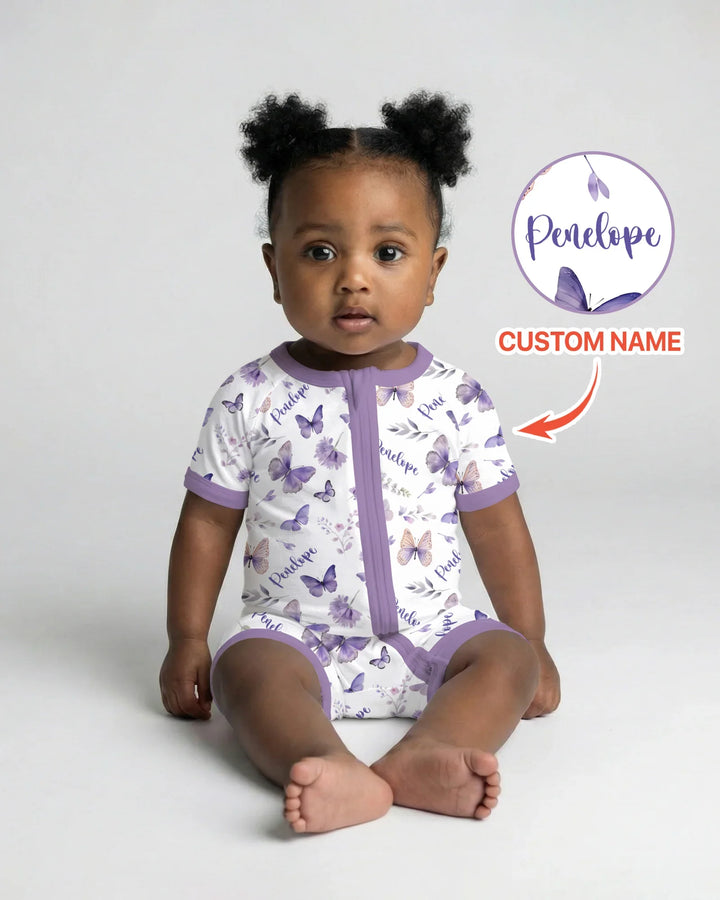 Custom Name Lilac Bloom Bamboo Shorty Zippy