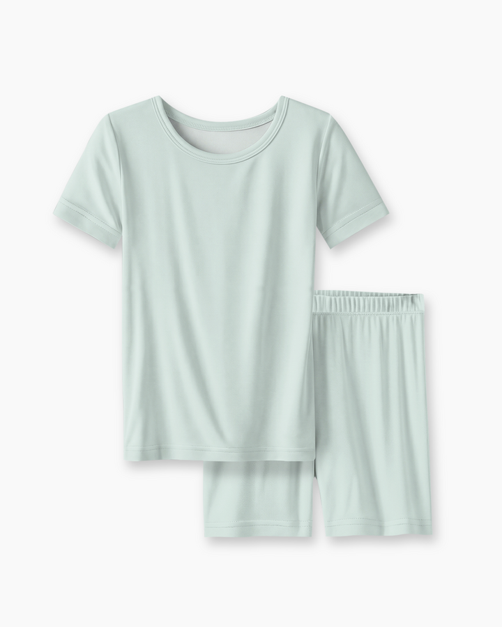 Solid Color Bamboo Two Piece Short Sleeve Short Pajama Set