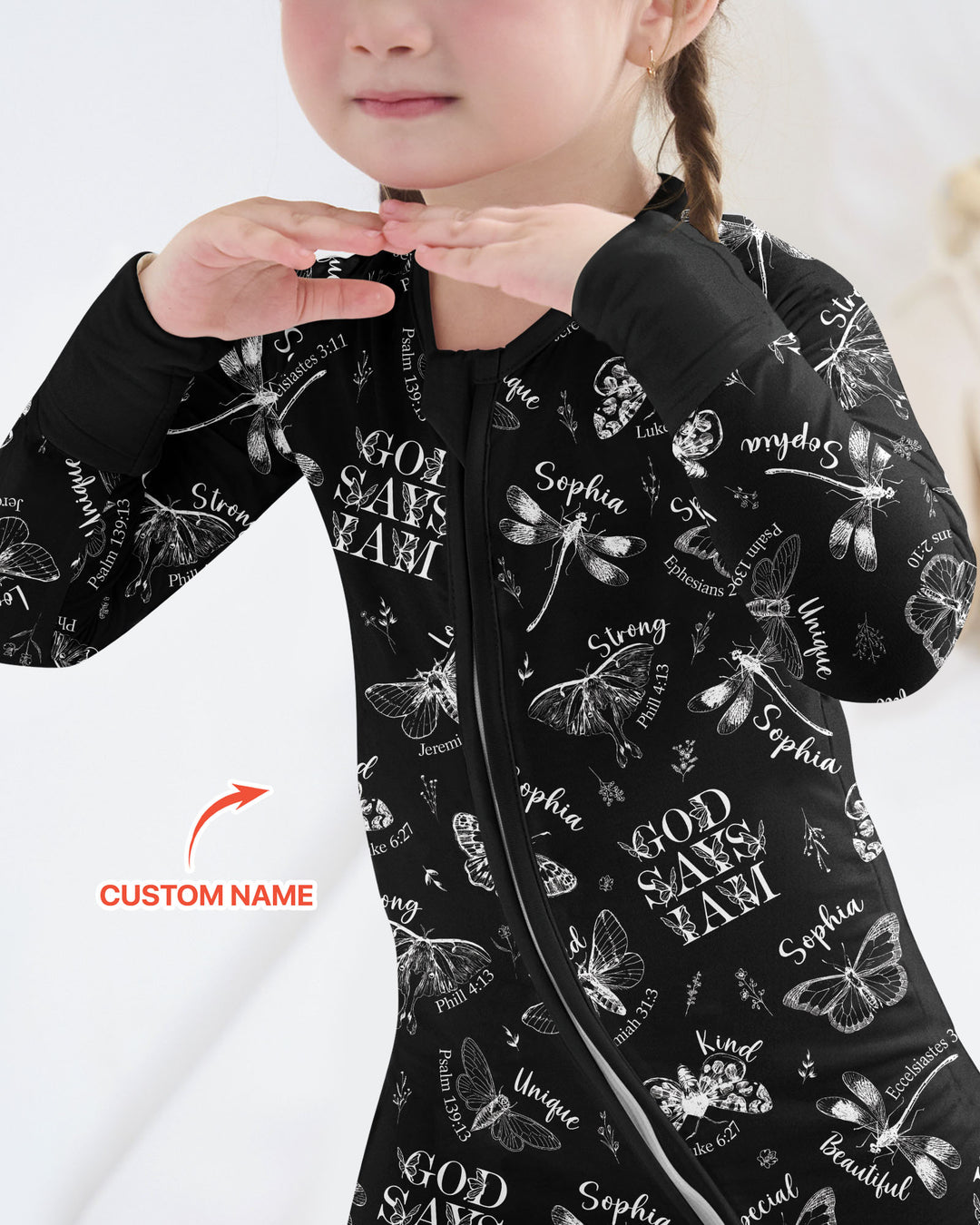 Custom Name God Says I Am Midnight Wings Bamboo Convertible Zippy
