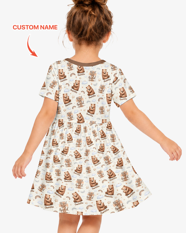 Custom Name Blessed By God Spoiled By Grandma Bamboo Twirl Dress