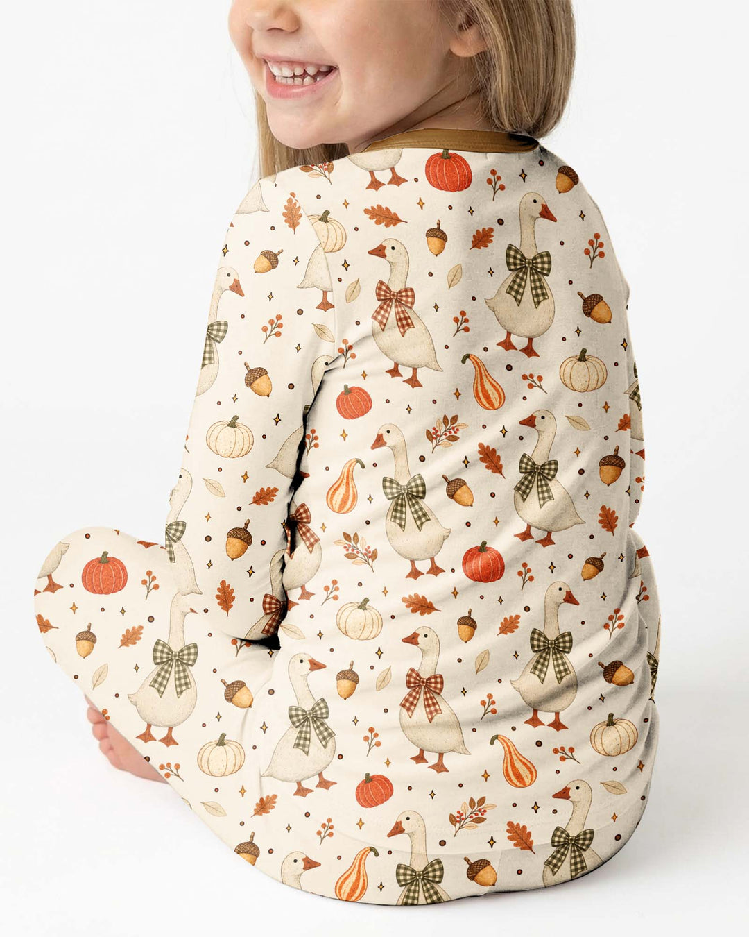 Vintage Fall Geese Bamboo Two Piece Long Sleeve Pajama Set