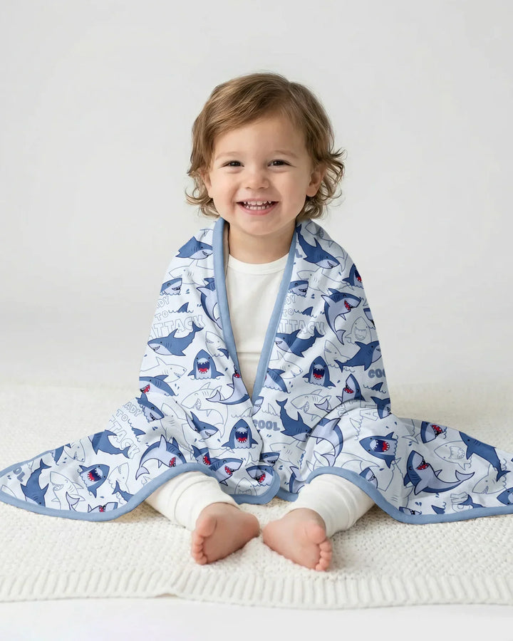 Big Sharks Attack Bamboo Blanket