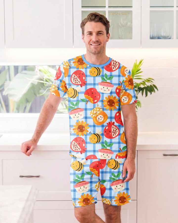 Sweet New Year Bamboo Men Short Sleeve Short Pajama Set