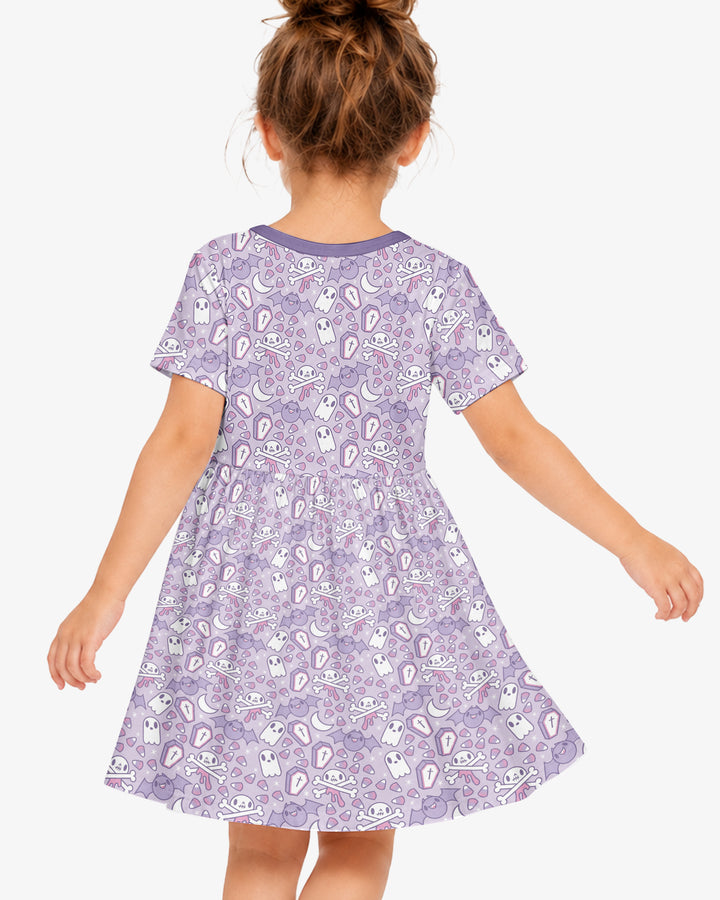 Cute Ghost Halloween Pastel Purple Spooky Bamboo Twirl Dress
