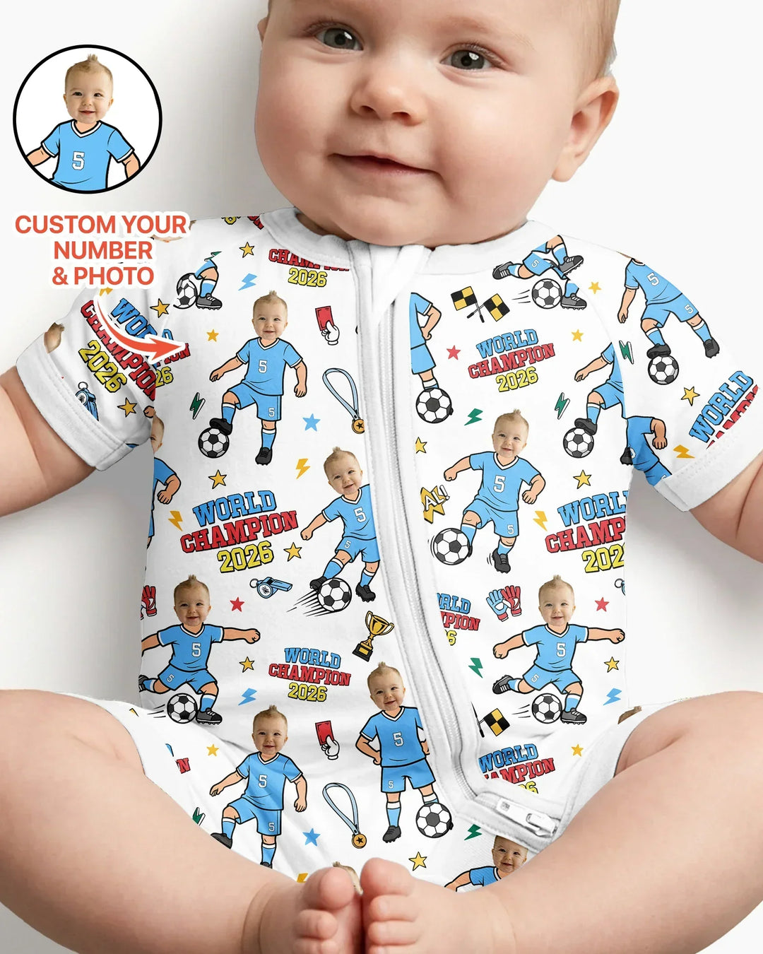 Custom Photo World Champion 2026 Family Matching Bamboo Shorty Zippy