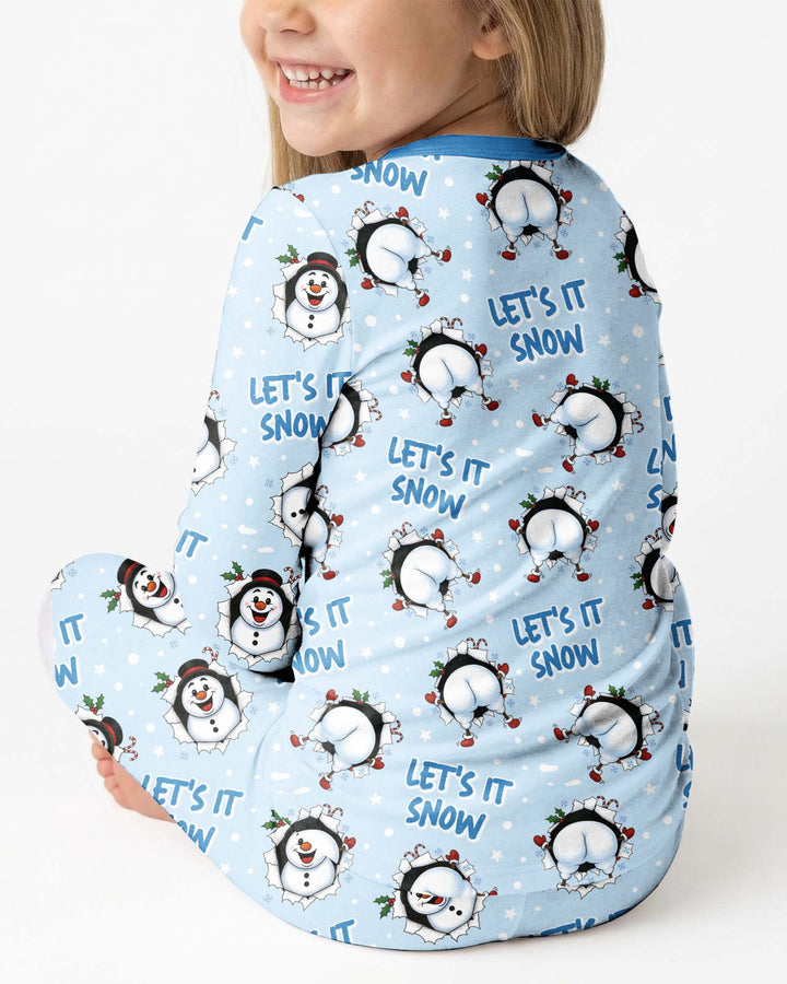 Funny Snowman Bamboo Two Piece Long Sleeve Pajama Set