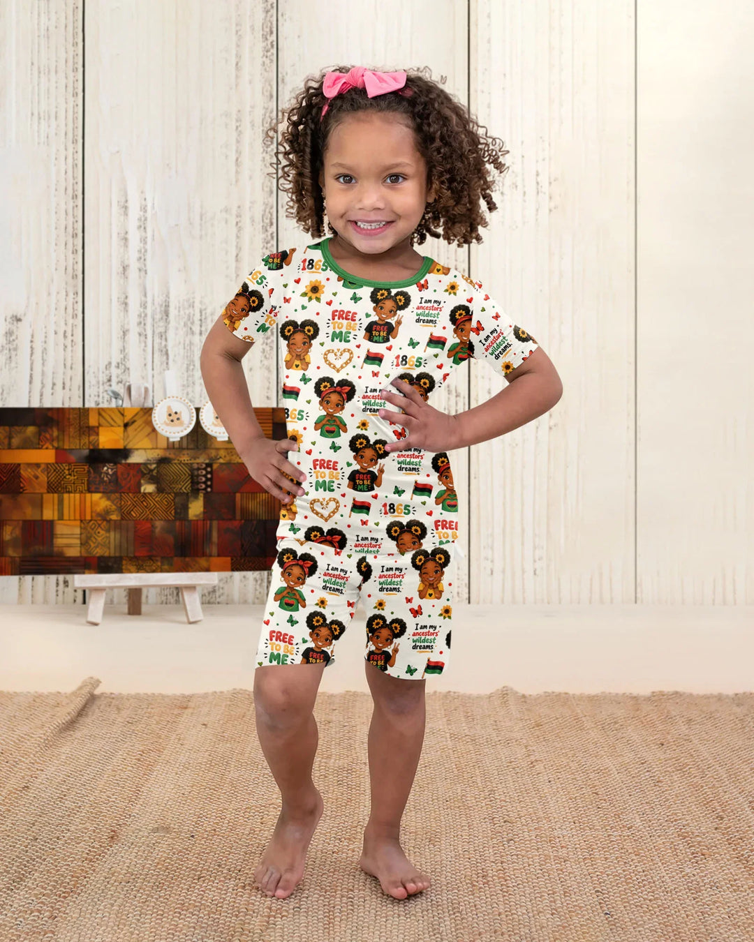 Juneteenth I am My Ancestors' Wildest Dream Bamboo Two Piece Short Sleeve Shorts Pajama Set