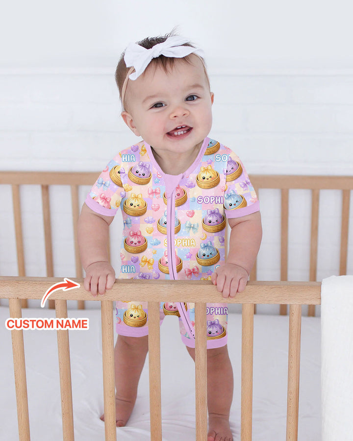 Custom Name Coquette Glitter Dumpling Bamboo Shorty Zippy