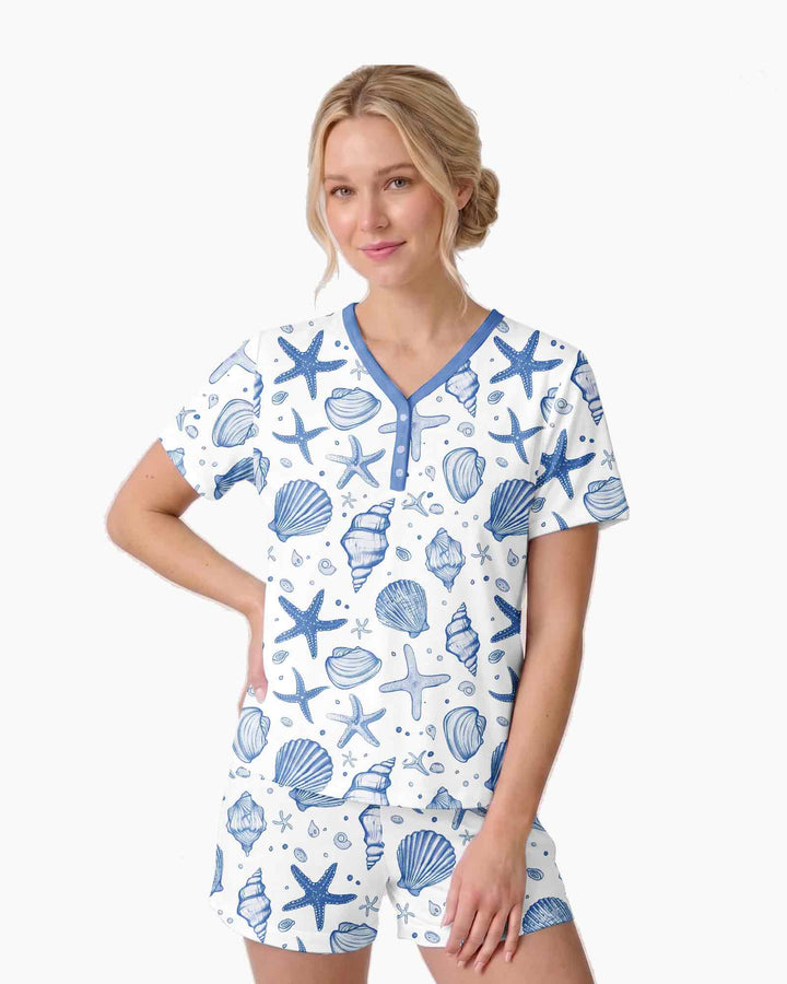 Coastal Charm Family Matching Bamboo Women Short Sleeve Short Pajama Set