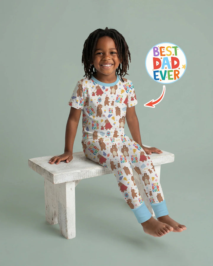 Best Daddy Bear Ever Family Matching Bamboo Two Piece Short Sleeve Pajama Set