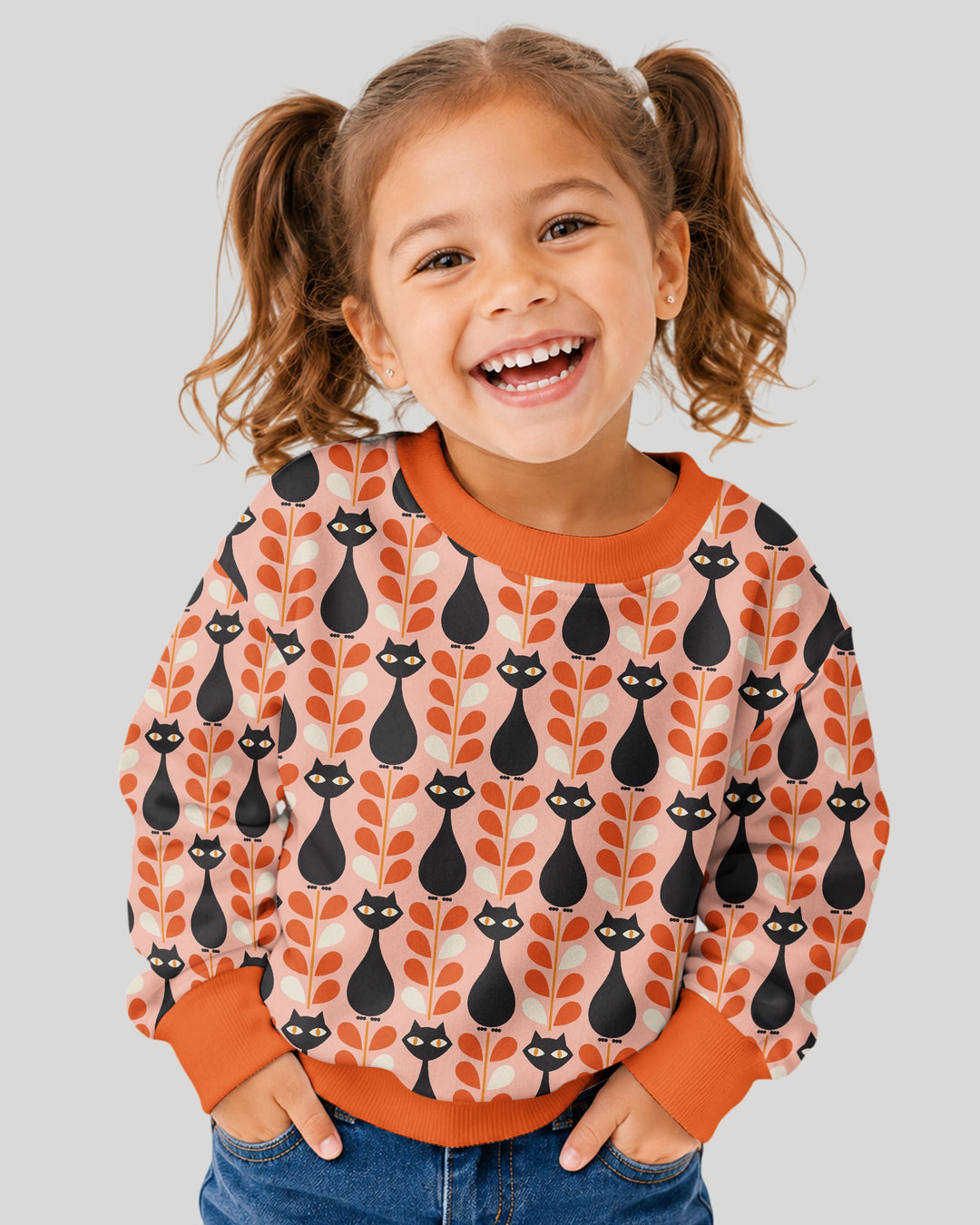 Retro Black Cat Garden Bamboo Crewneck Sweatshirt