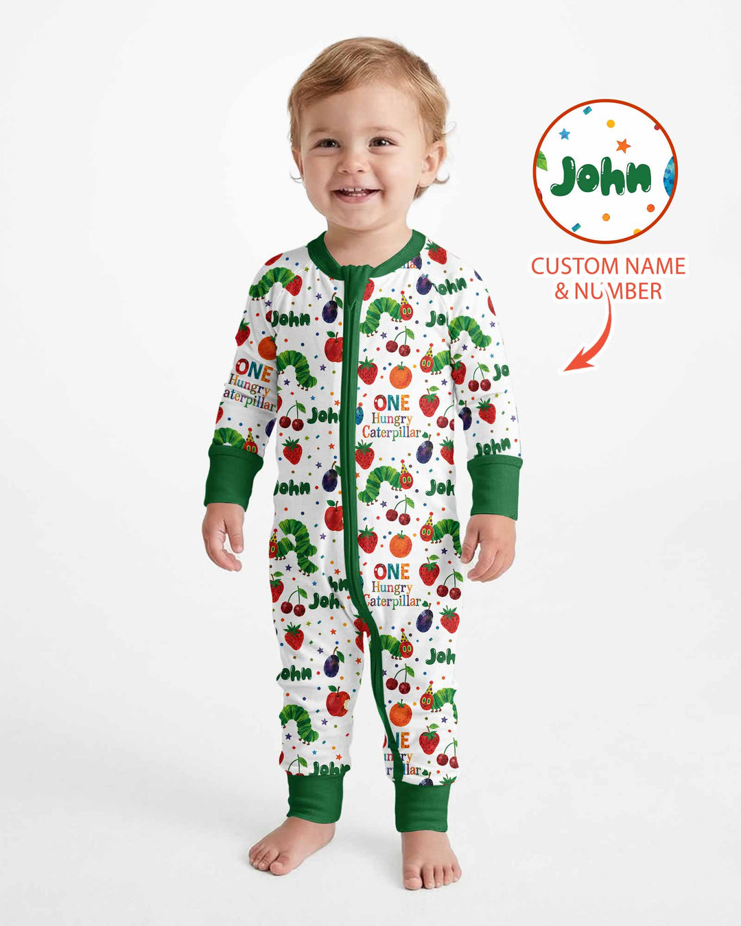 Custom Name And Age Hungry Caterpillar Bamboo Convertible Zippy