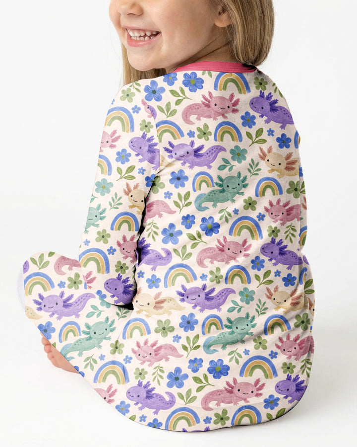 Axolotl Rainbow Bamboo Two Piece Long Sleeve Pajama Set