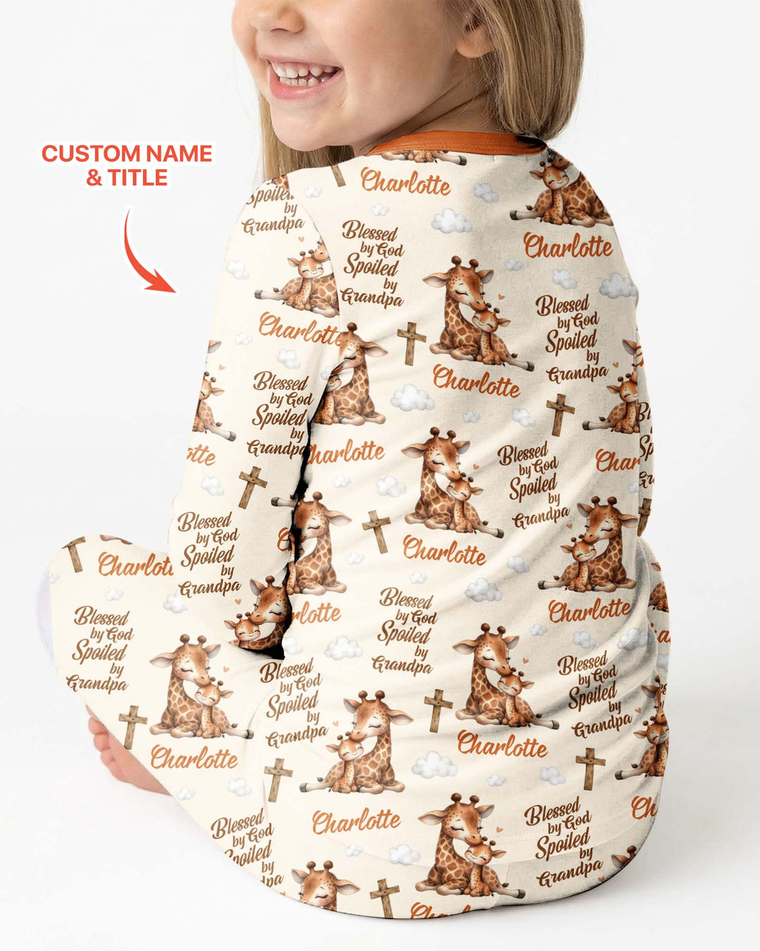 Custom Name Blessed By God Spoiled By Grandma Bamboo Two Piece Long Sleeve Pajama Set