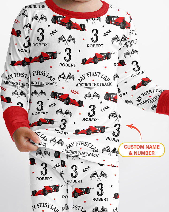 Custom Birthday My First Lap Around The Track Bamboo Two Piece Long Sleeve Pajama Set