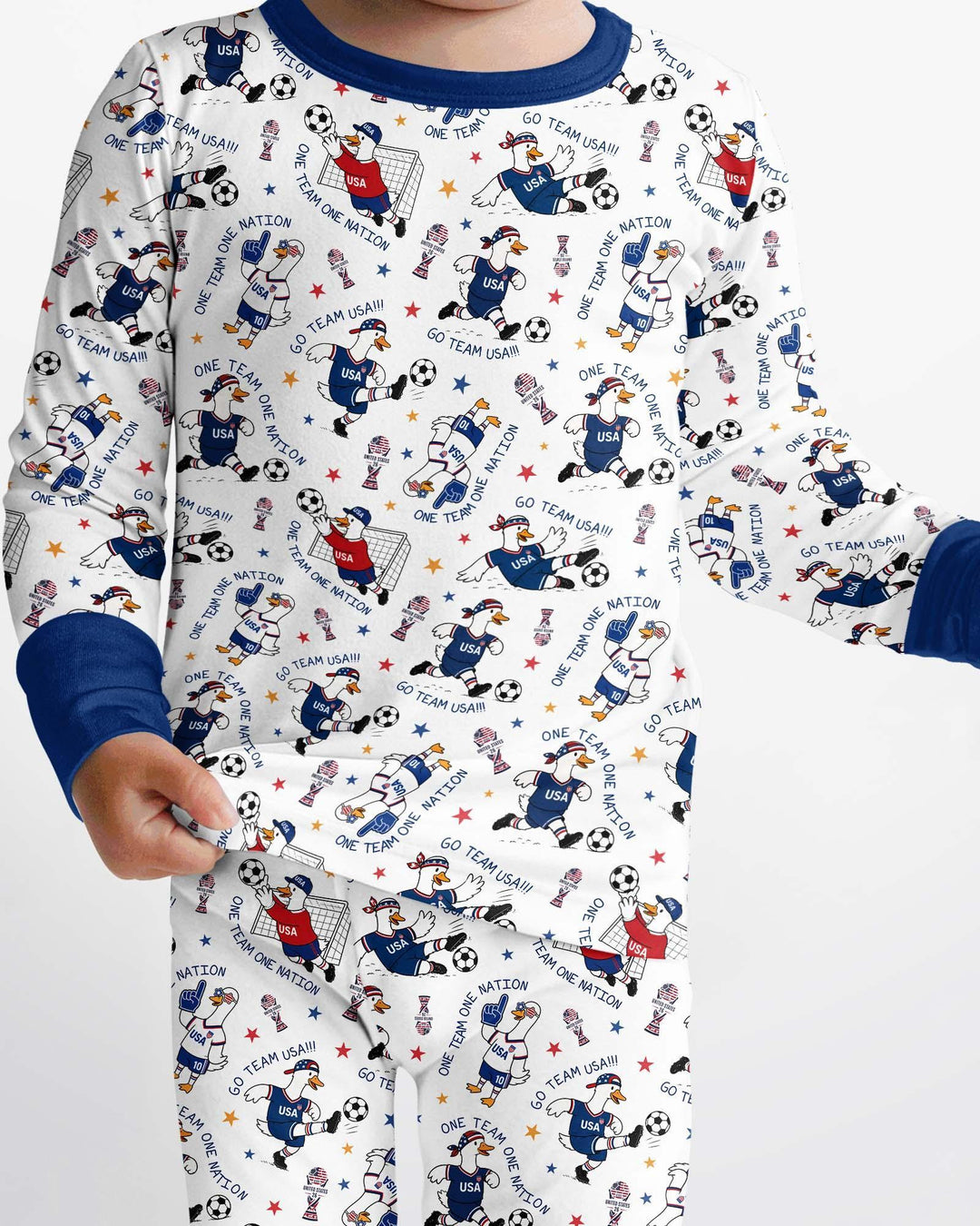 USA Soccer Goose Family Matching Bamboo Two Piece Long Sleeve Pajama Set