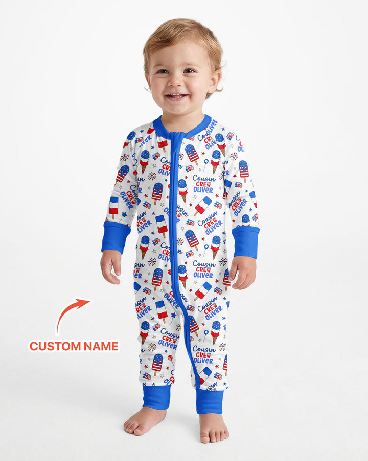 Custom Name 4th of July Cousin Crew Bamboo Convertible Zippy