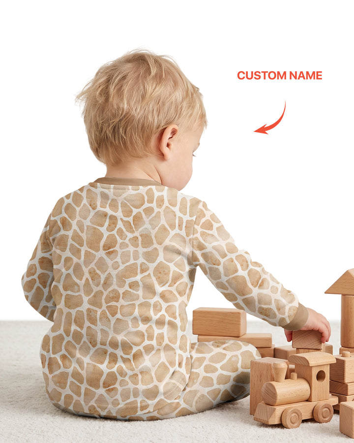 Personalized You Bet Giraffe I'm Cute Bamboo Two Piece Long Sleeve Pajama Set