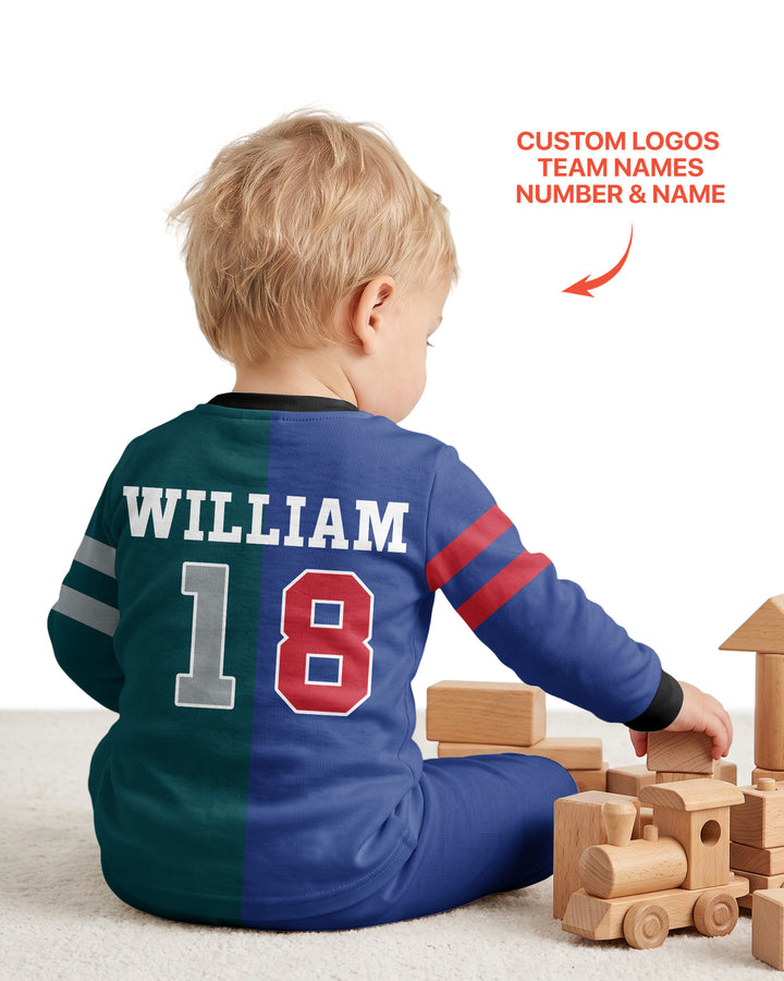 Football Rivalry Family Personalized Bamboo Two Piece Long Sleeve Pajama Set