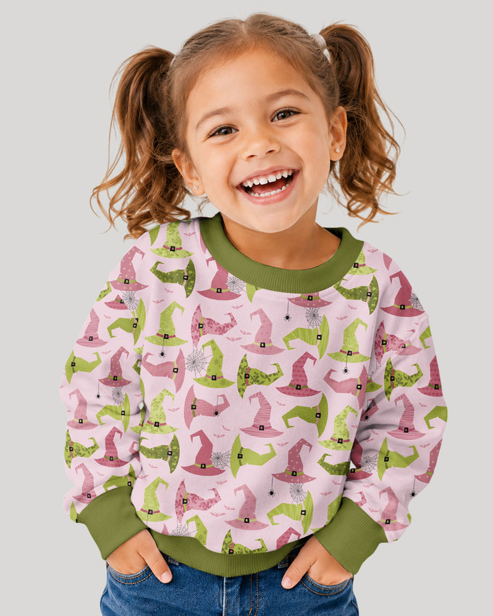 Pink Witch Hat Halloween Bamboo Crewneck Sweatshirt