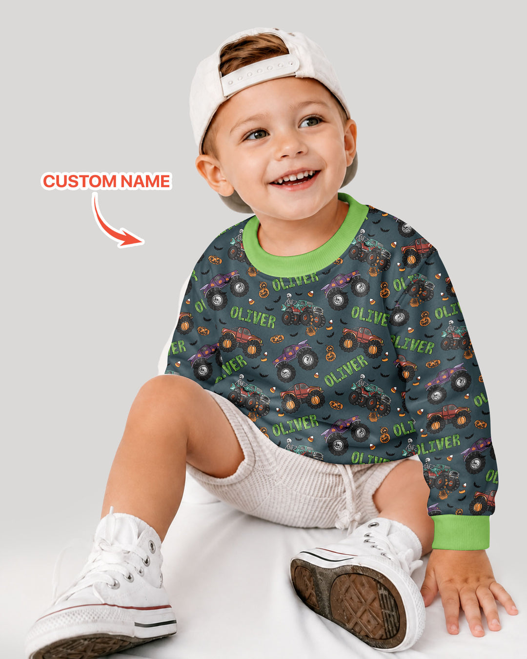 Custom Name Haunted Monster Trucks Bamboo Crewneck Sweatshirt