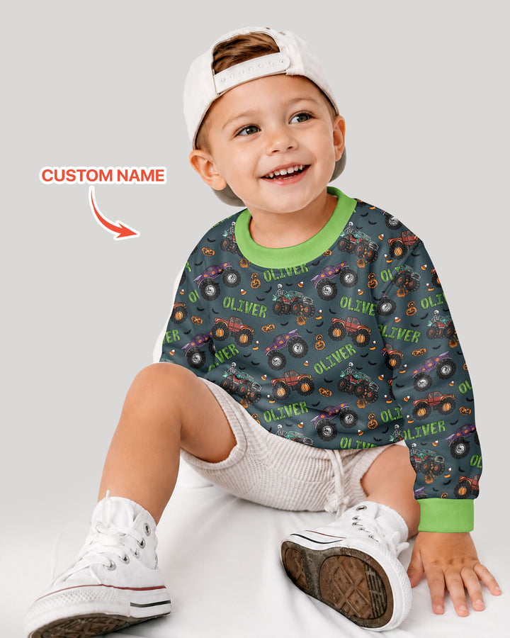 Custom Name Haunted Monster Trucks Bamboo Crewneck Sweatshirt