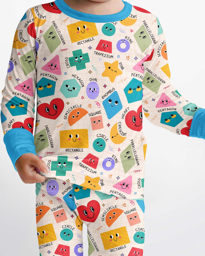 Happy Shape Squad Family Matching Bamboo Two Piece Long Sleeve Pajama Set