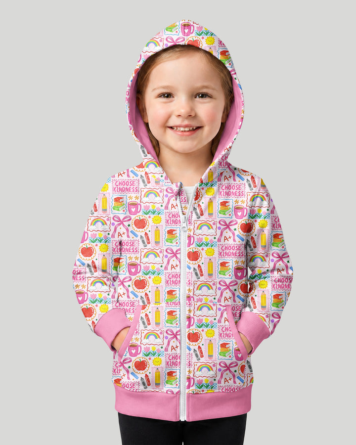 Kindness School Girl Bamboo Zip Hoodie