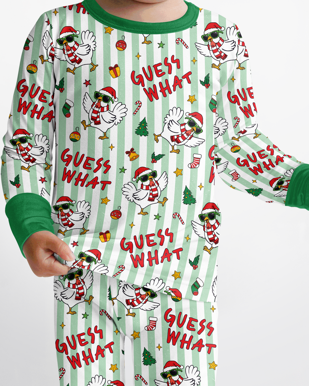Guess What Chicken Butt Christmas Bamboo Two Piece Long Sleeve Pajama Set