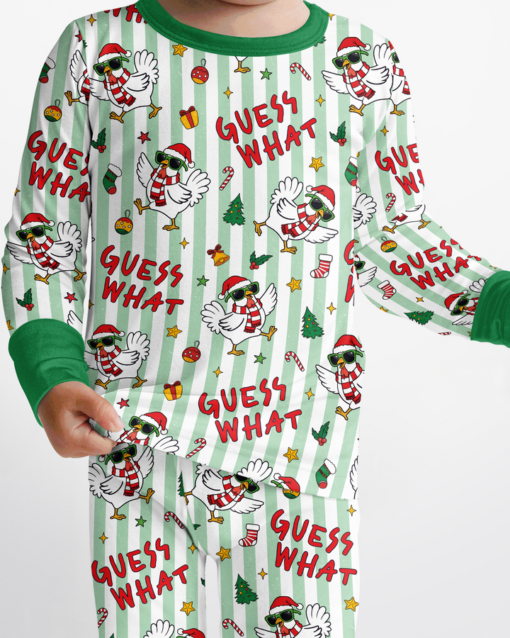 Guess What Chicken Butt Christmas Bamboo Two Piece Long Sleeve Pajama Set